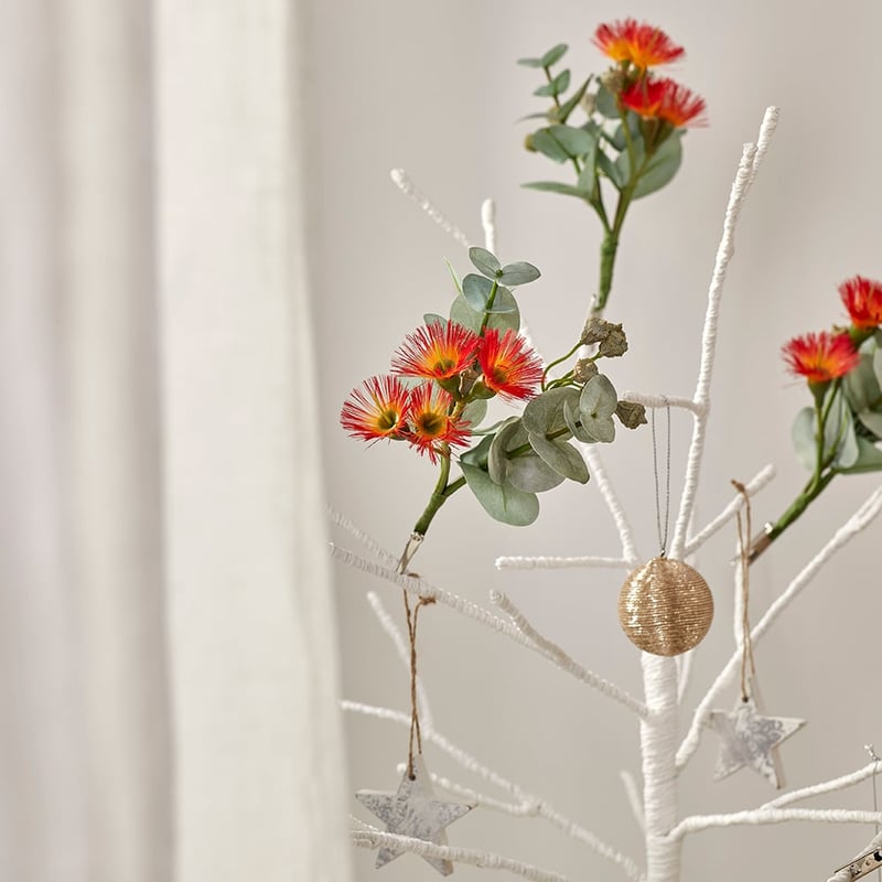 Festive Green & Red Flowering Gum Sprig