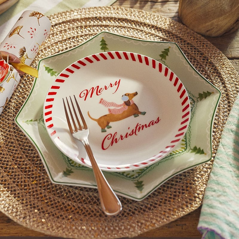 Christmas Multi Dashing Dachshunds Plate