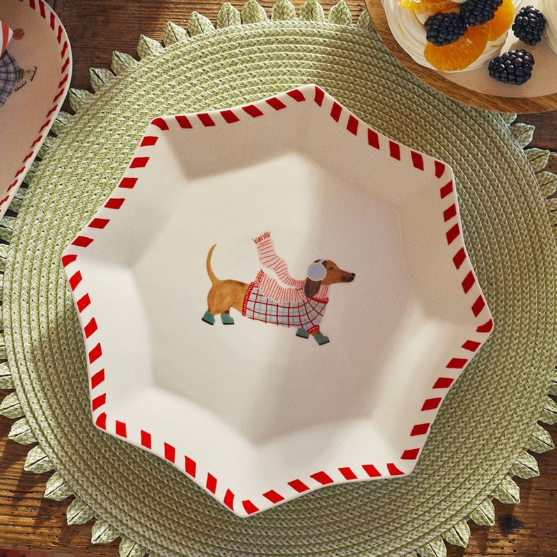 Christmas Multi Dashing Dachshunds Star Plate