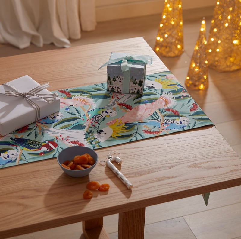 Festive Australian Birds Reversible Table Runner