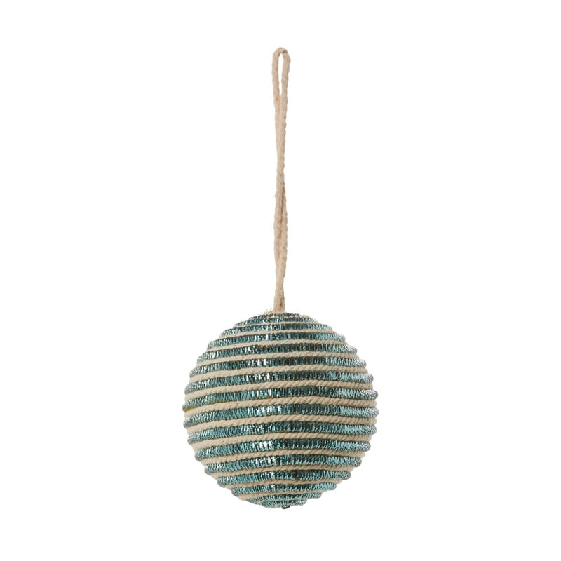 Metallic Natural and Aqua Stripe Bauble