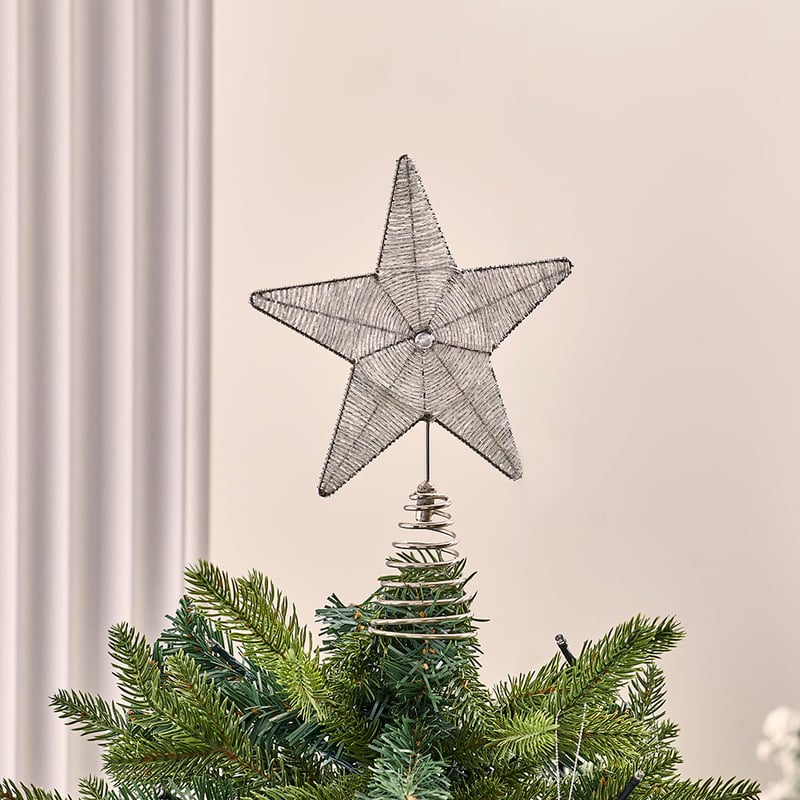 Beaded Silver Luxe Star Tree Topper