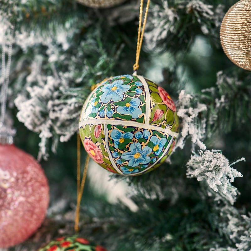 Luxe Patchwork Artisanal Papier Mache Bauble