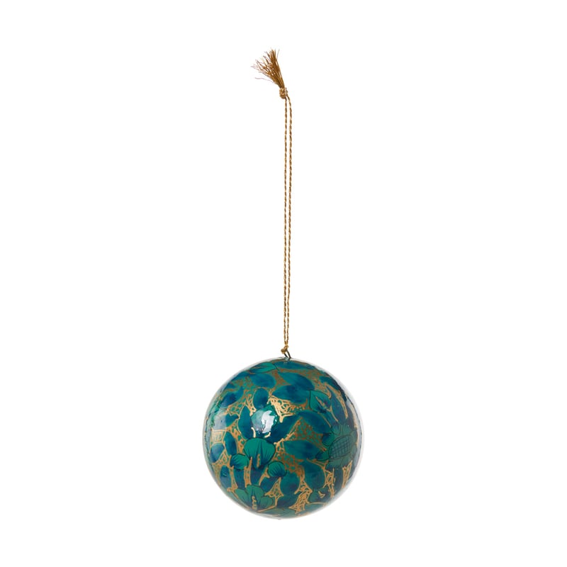 Luxe Teal & Gold Artisanal Papier Mache Bauble