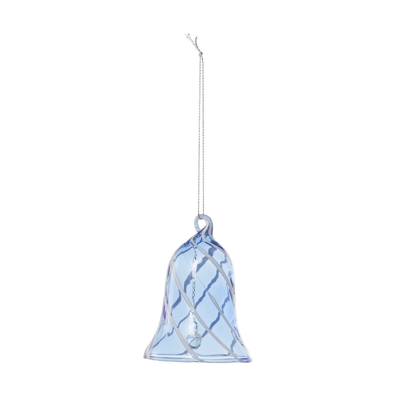 Luxe Swirl Blue & White Glass Bell Ornament