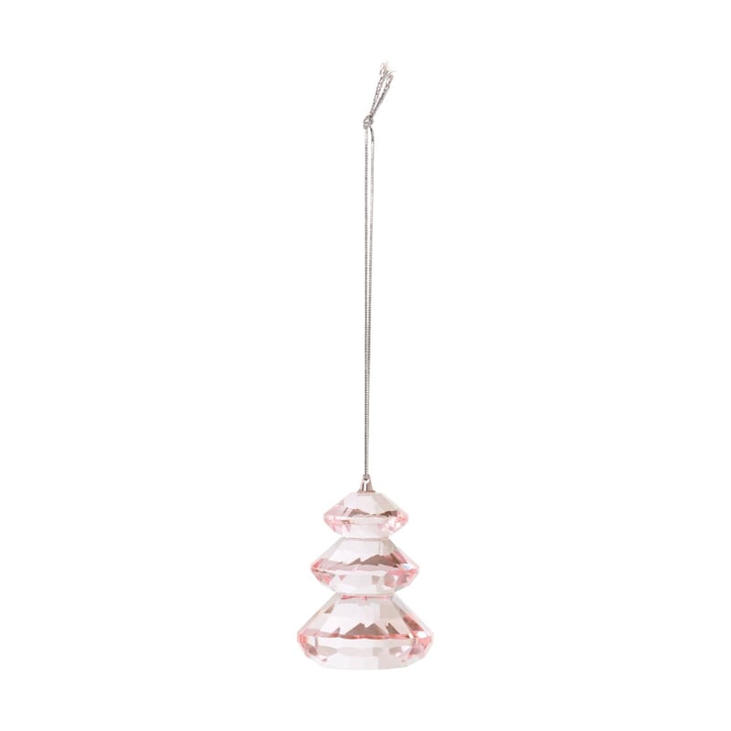 Whimsical Pink Cut Glass Tree Drop Ornament