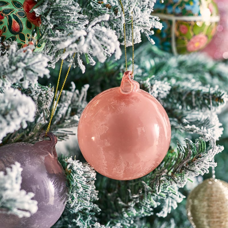 Whimsical Smoked Rose Glass Bauble