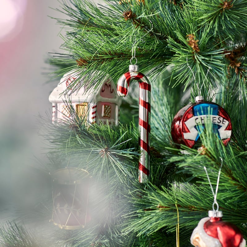 Christmas Fun Silver & Red Glass Candy Cane