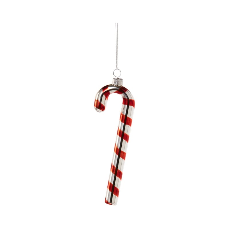 Christmas Fun Silver & Red Glass Candy Cane