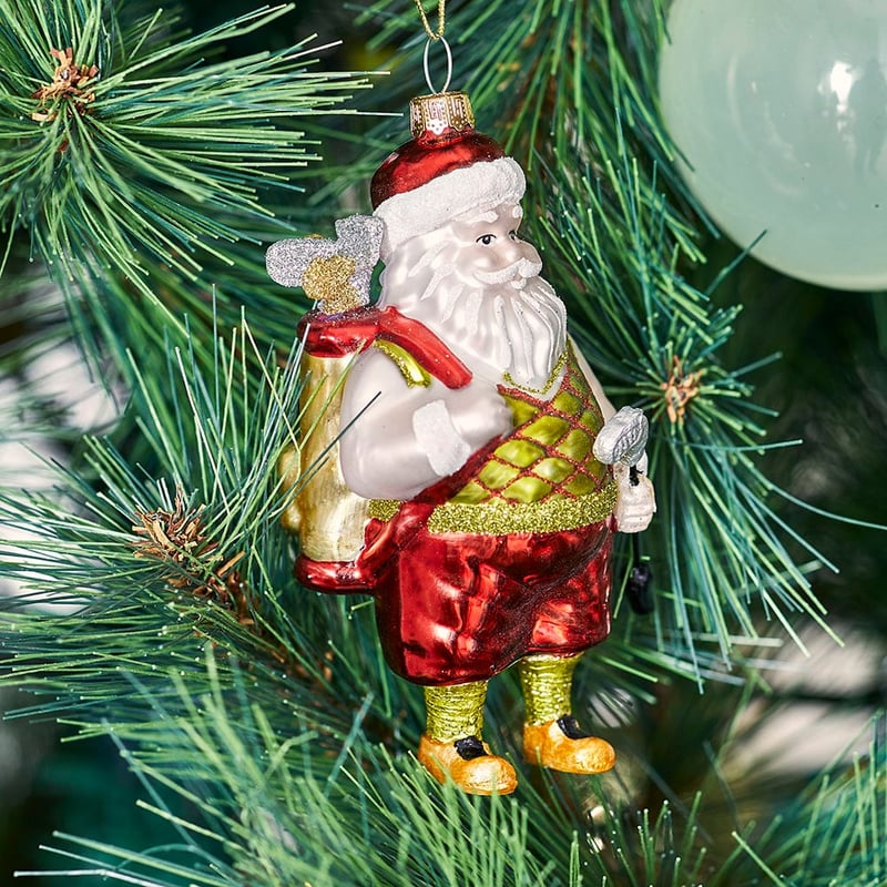 Vintage Glass Golf Santa Decoration