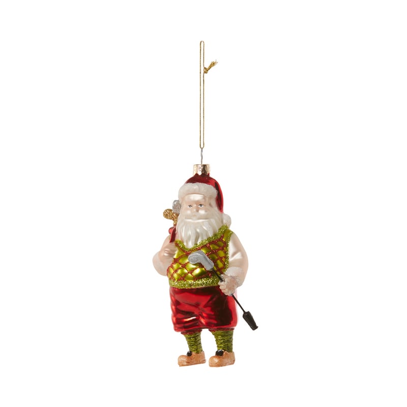 Vintage Glass Golf Santa Decoration
