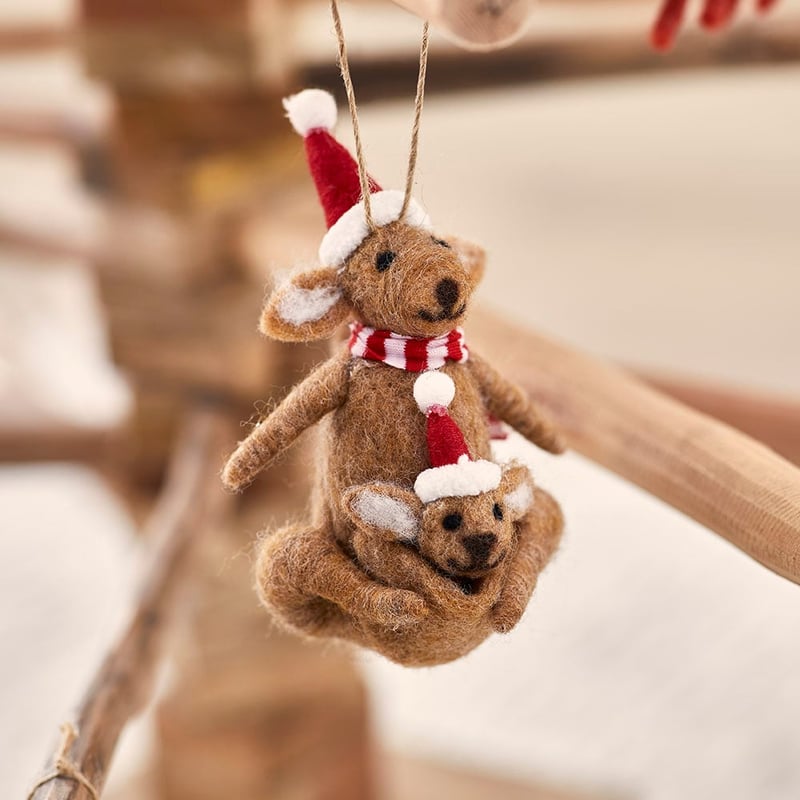 Felted Kangaroo with Joey Friend