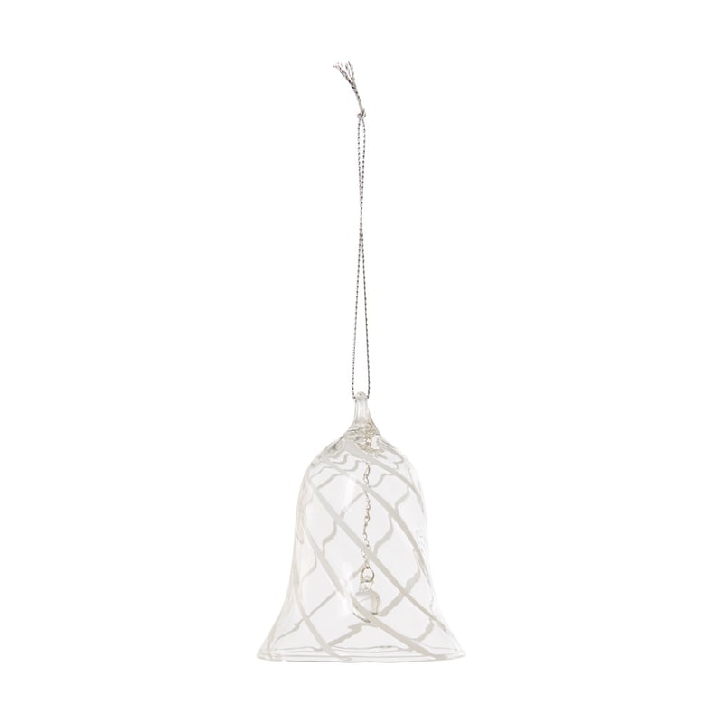 Luxe Swirl Clear & White Glass Bell Ornament