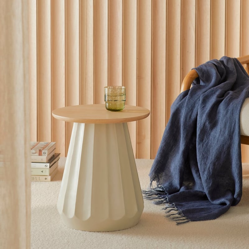 Neave  Stone & Natural Side Table