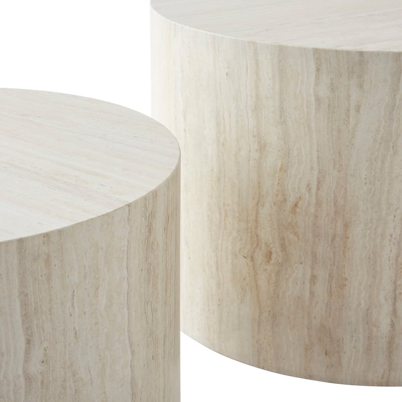 Nora Faux Travertine Coffee Table Set