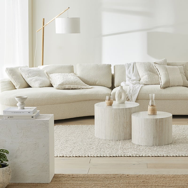 Nora Faux Travertine Coffee Table Set