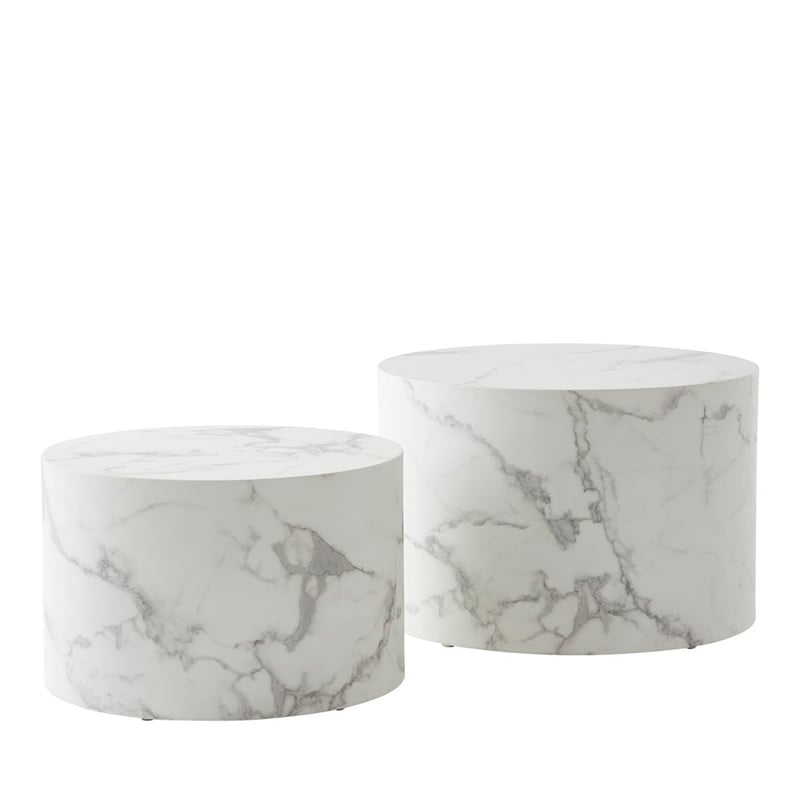Nora White Marble Coffee Table Set