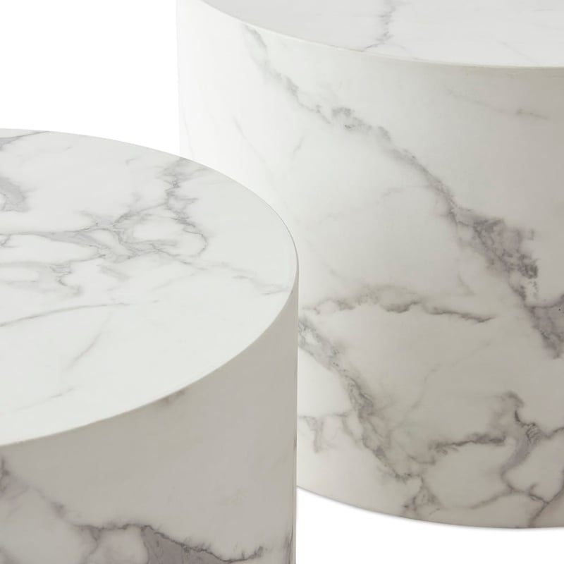 Nora White Marble Coffee Table Set