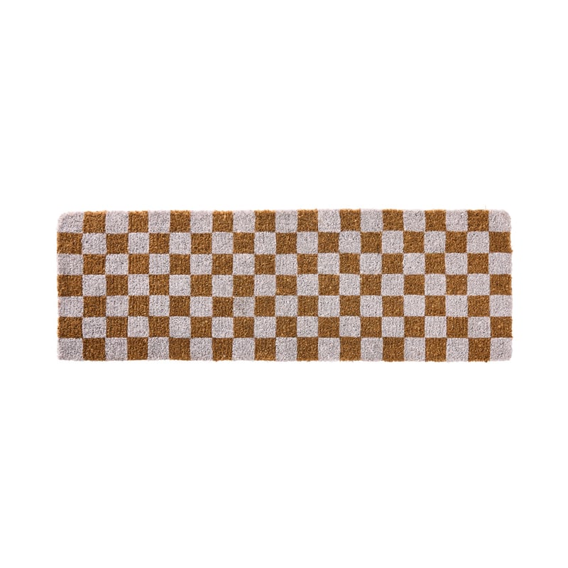 Coir White Checkerboard Doormat