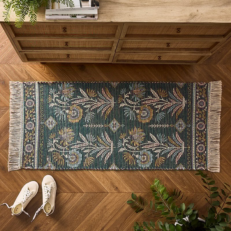 Monte Hungarian Floral Emerald Rug Runner