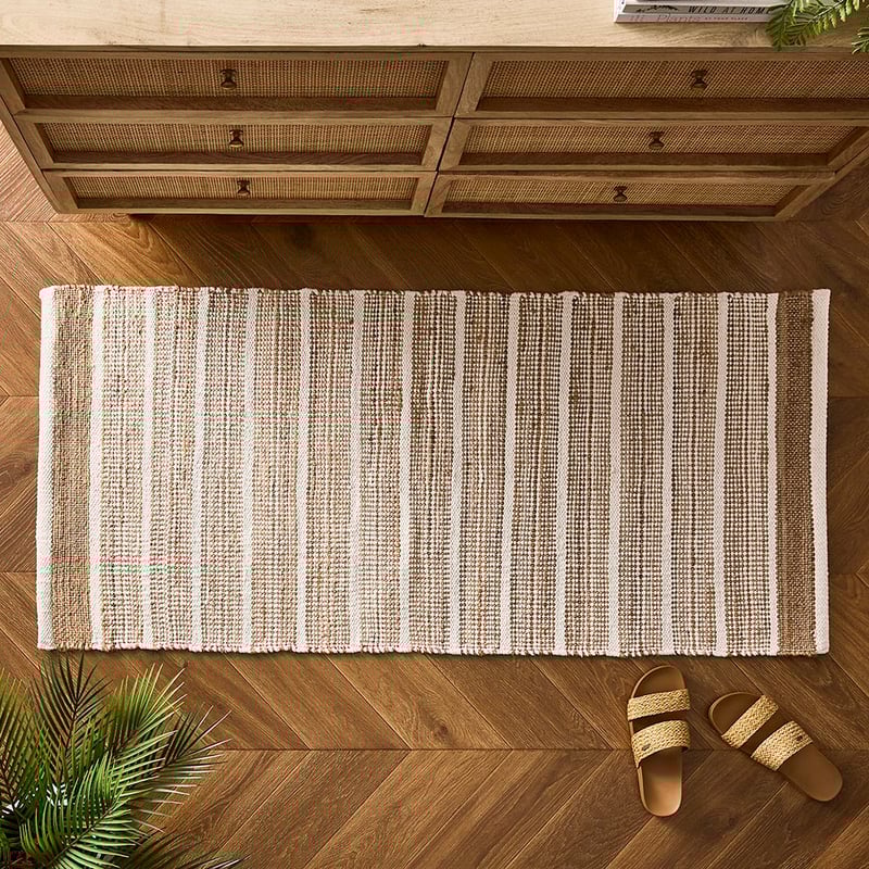 Henrietta Natural & White Stripe Rug Runner
