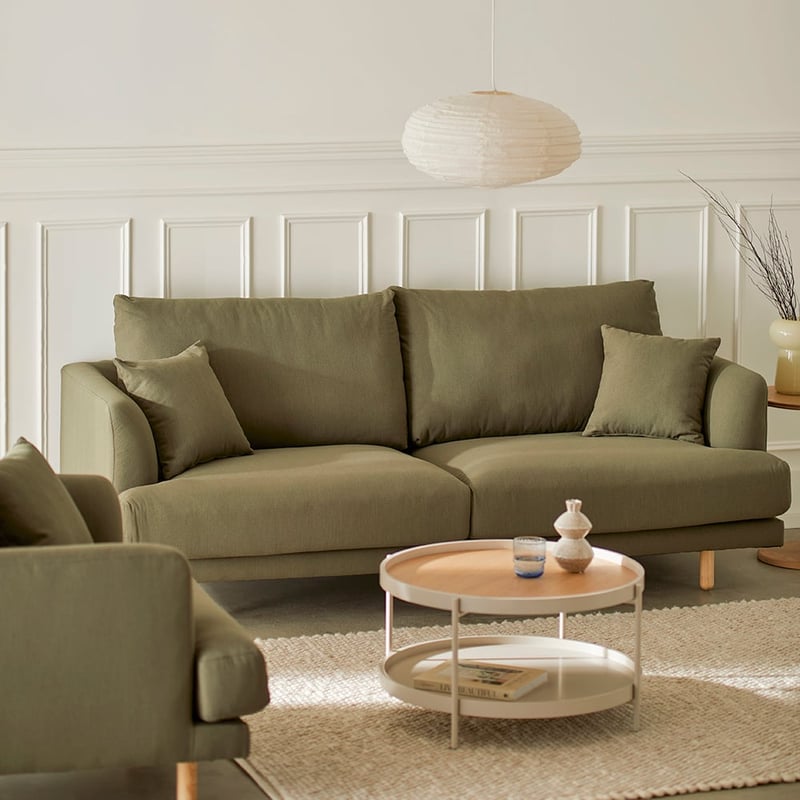 Virginia Khaki 3 Seater Sofa