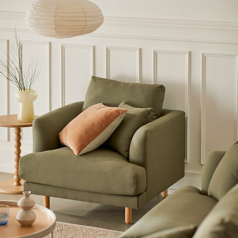 Virginia Khaki 1 Seater Sofa