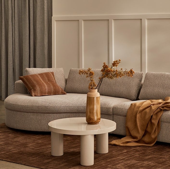 Belfast Beige Boucle Curved Sofa