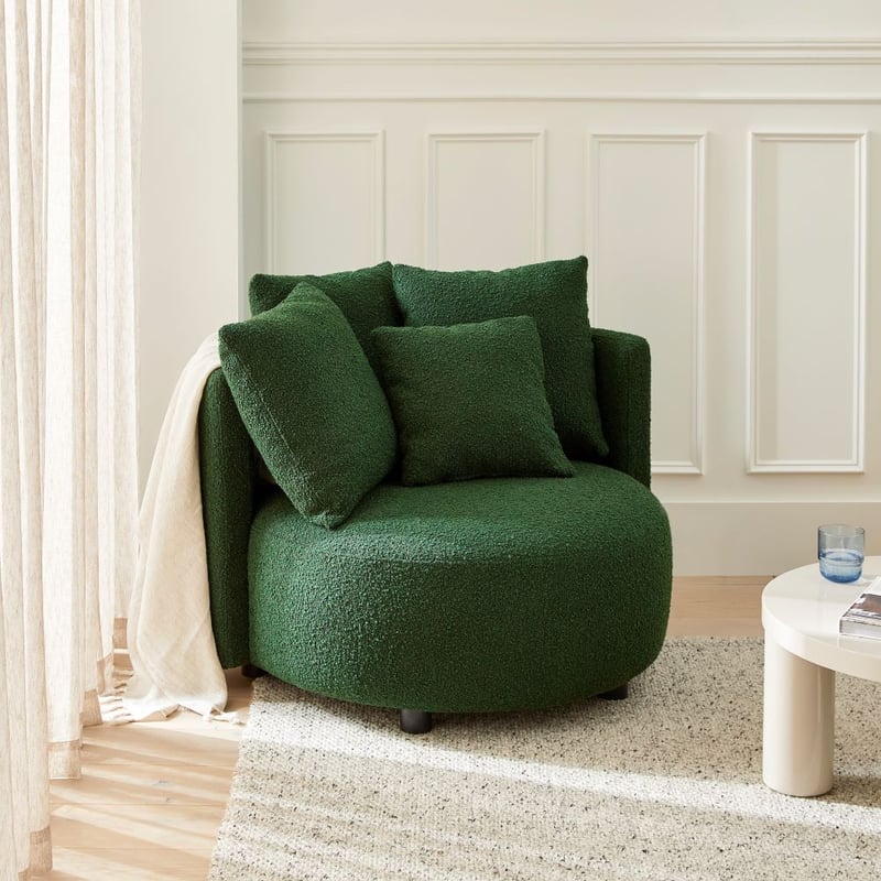 Plume Hunter Green Boucle Chair