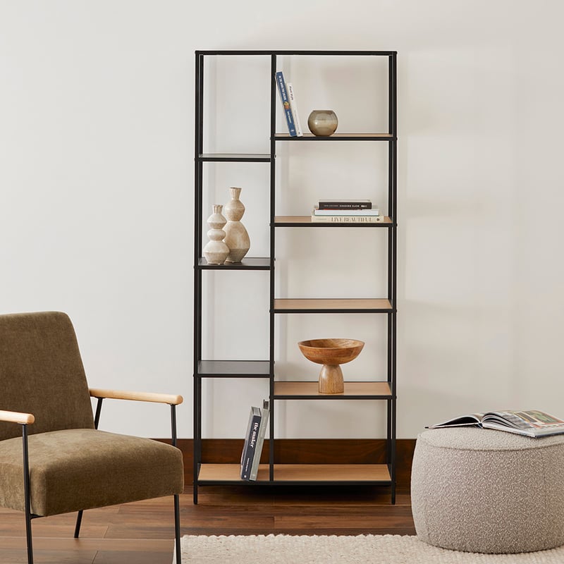 Jasper Black & Oak Large Shelving Unit