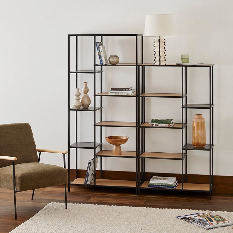 Jasper Black & Oak Large Shelving Unit