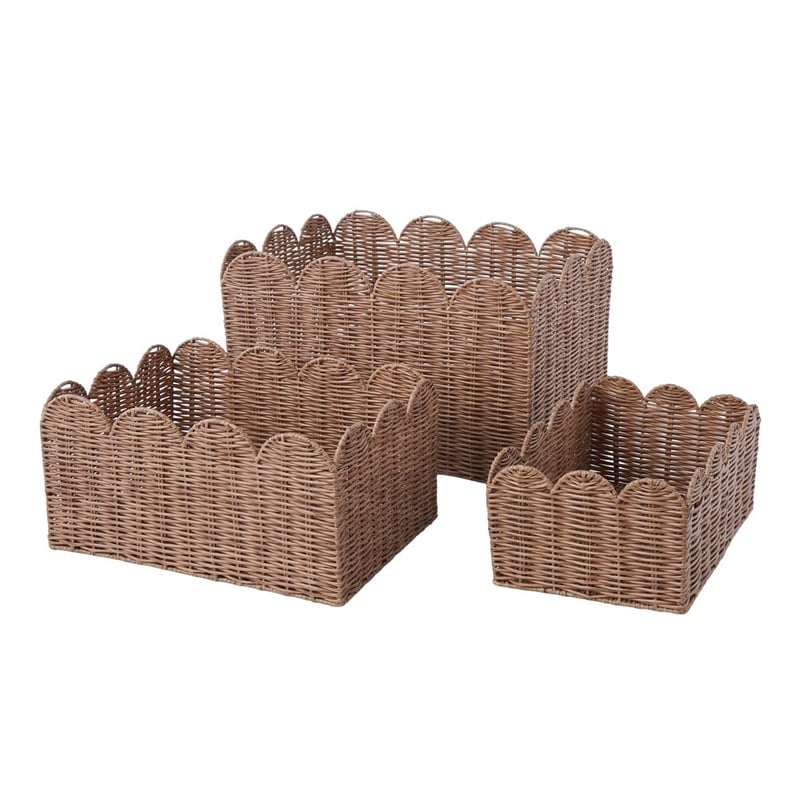 Scalloped Natural Storage Baskets