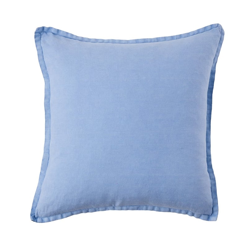 Belgian Pacific Blue Vintage Washed Linen Cushion