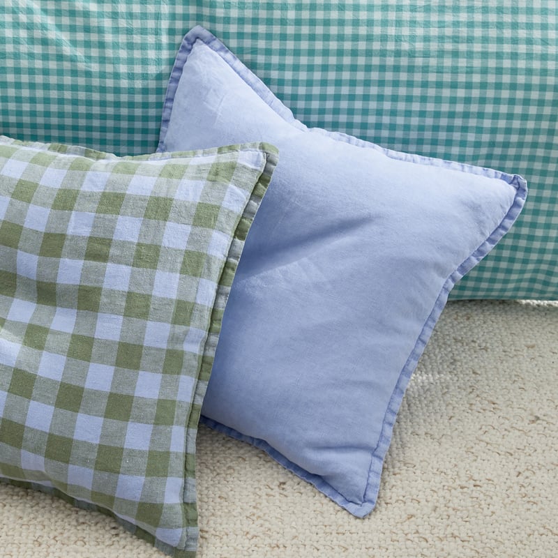 Belgian Pacific Blue Vintage Washed Linen Cushion