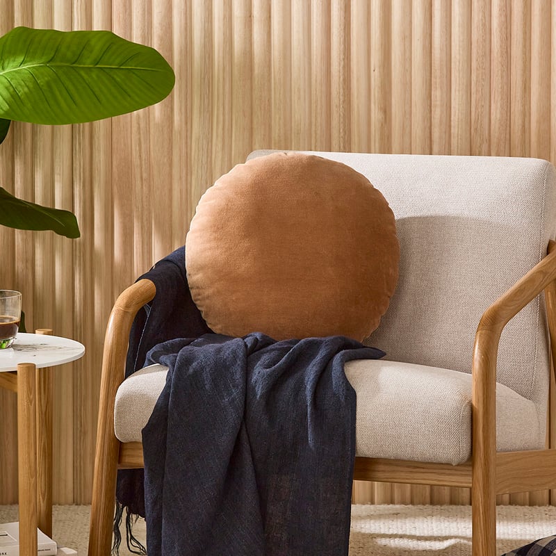 Bombay Almond Round Velvet Cushion