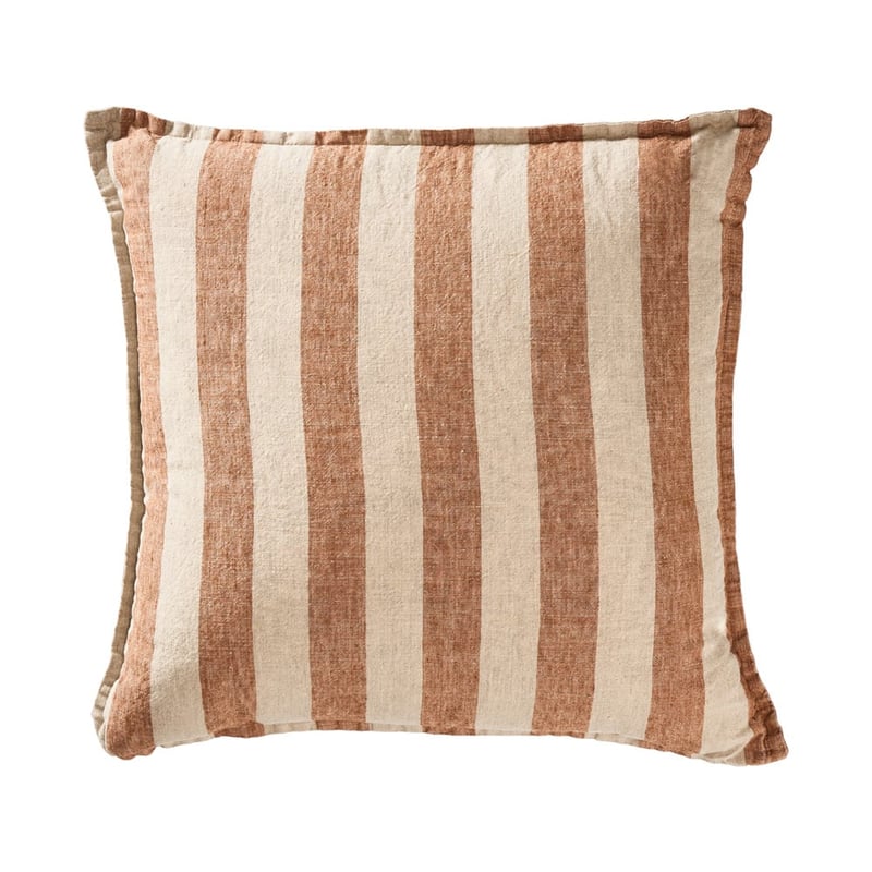 Belgian Brown Sugar & Linen Stripe Vintage Washed Linen Cushion
