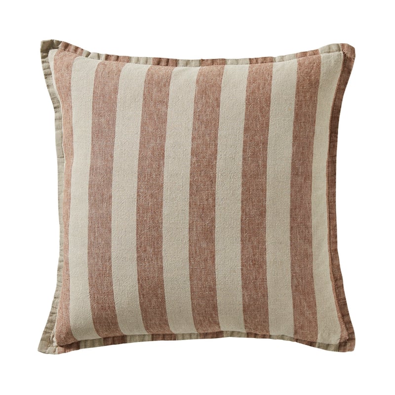 Belgian Cocoa & Linen Stripe Vintage Washed Linen Cushion