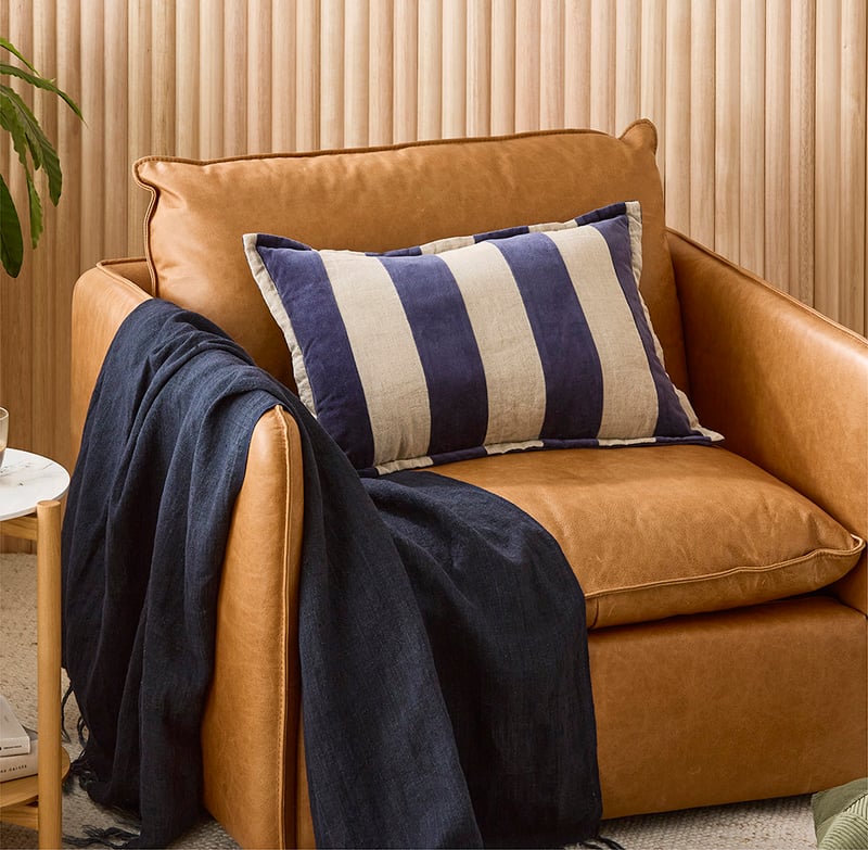 Bombay Navy Stripe Velvet Cushion