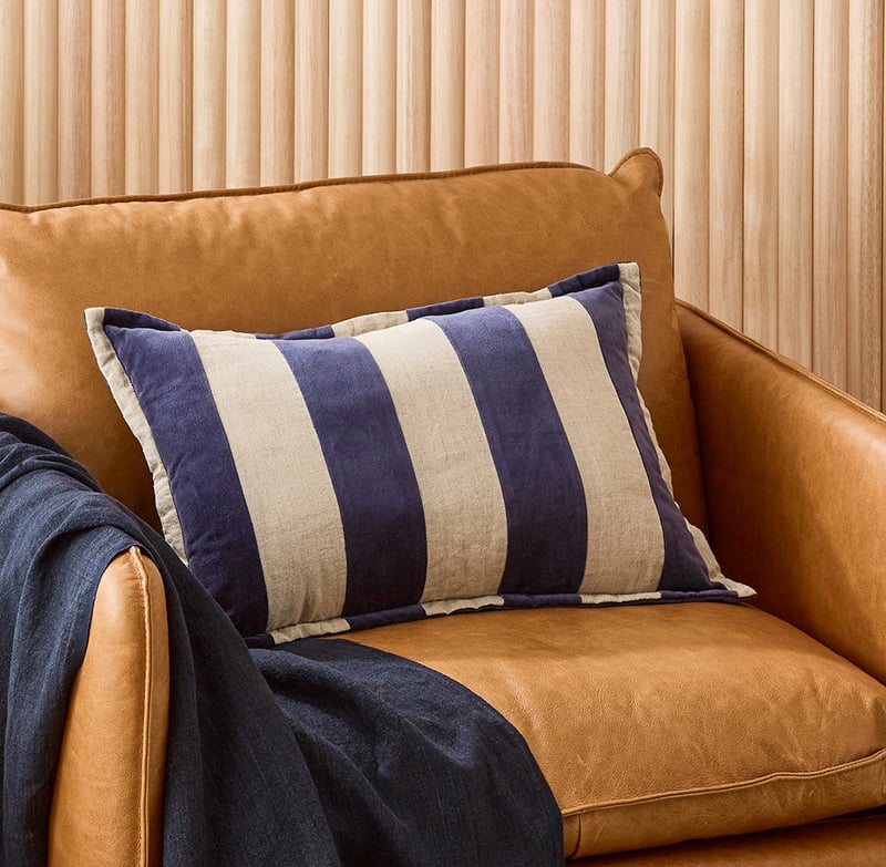 Bombay Navy Stripe Velvet Cushion