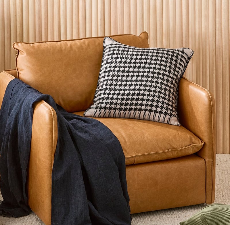 Mason Black & Natural Houndstooth Wool Cushion