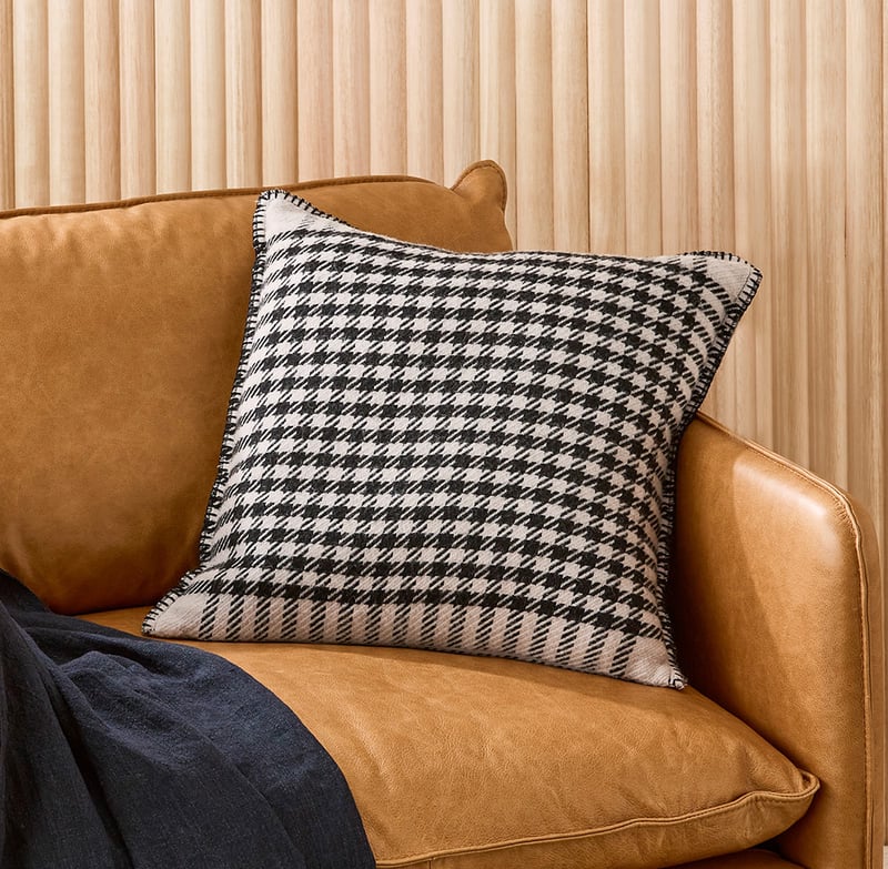Mason Black & Natural Houndstooth Wool Cushion