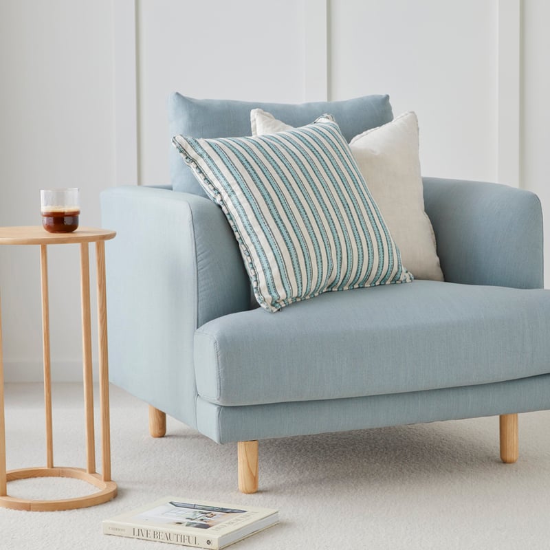 Woodblock Sage Stripe Cushion