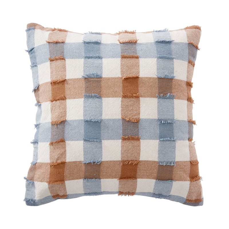 Brookhaven Caramel & Blue Rain Check Cushion