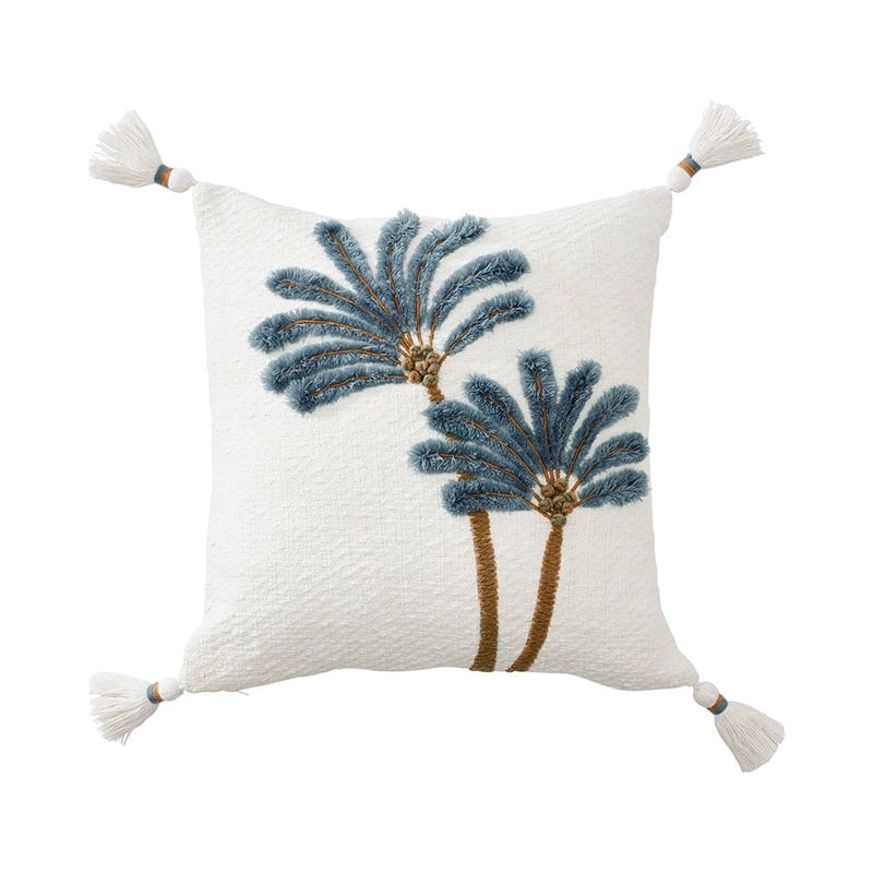 OLD Falls Palm White and Blue Cushion