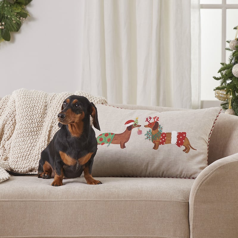 Festive Dachshund Cushion
