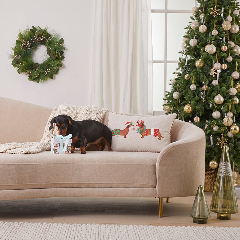 Festive Dachshund Cushion