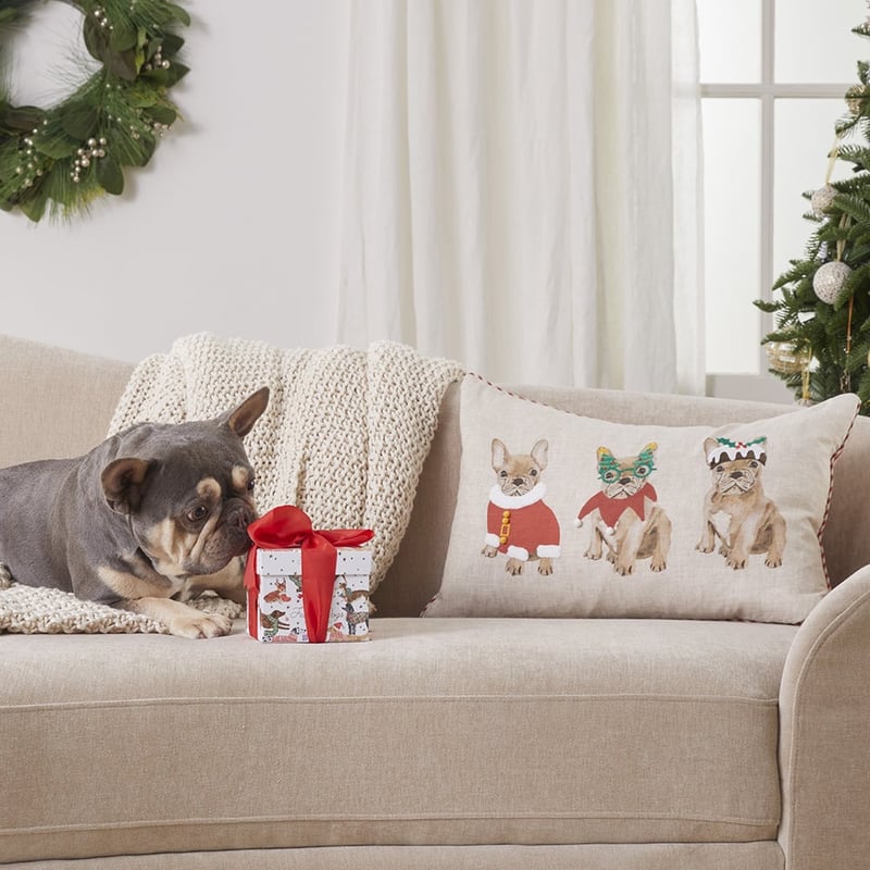 Festive French Bulldog Cushion