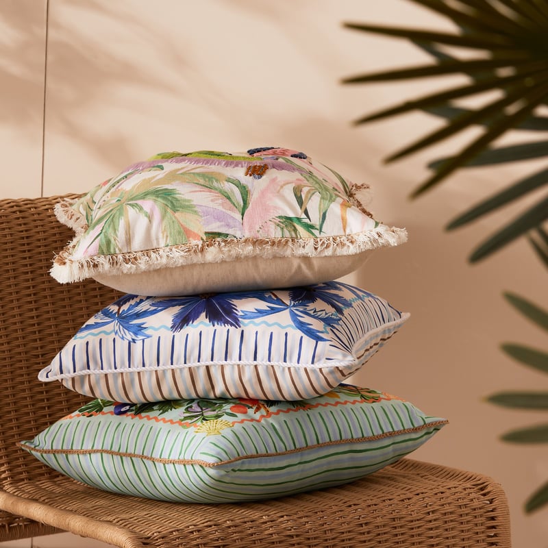 Outdoor Blue Palm Cushion