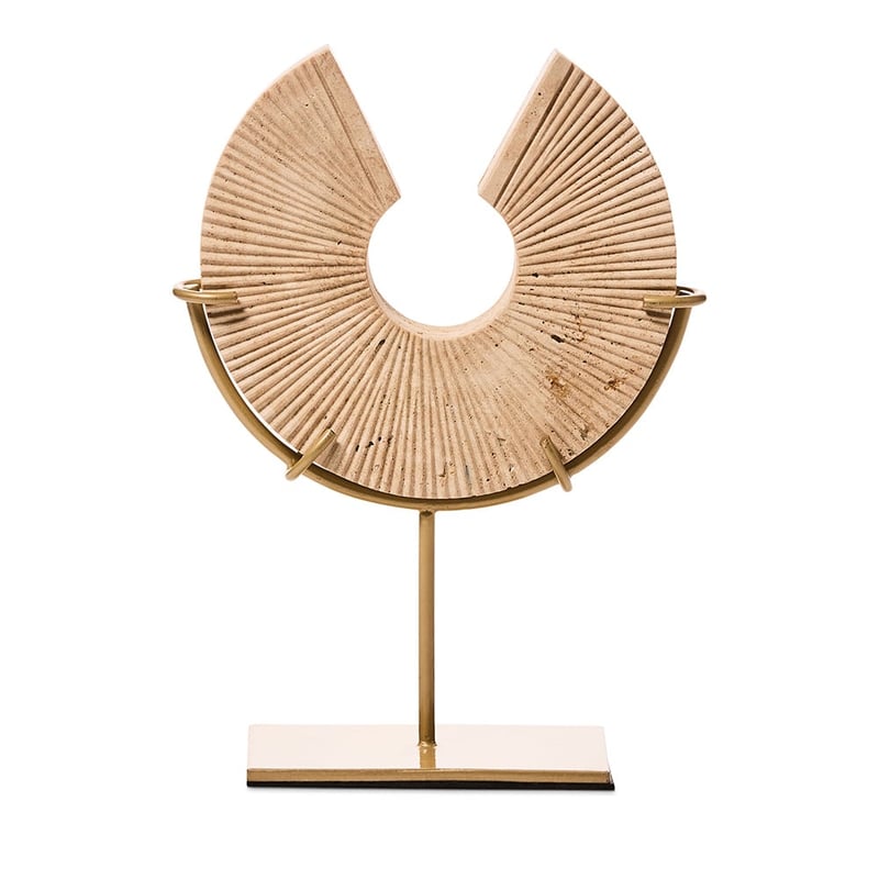 Lido Disc Crescent Travertine Statue