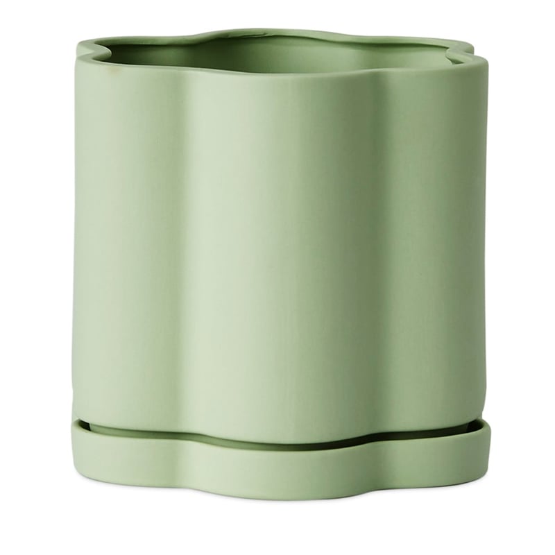 Flower Soft Green Pot & Saucer